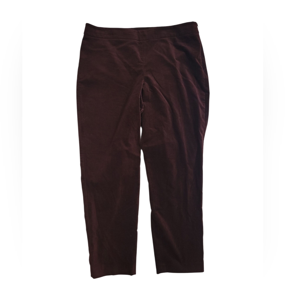 Talbots Curvy Velvet Dark Burgandy Side Zip Pants‎ Womens Plus Size 16 Office